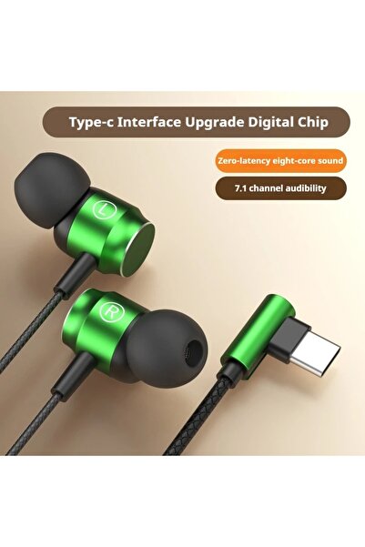 choice2 TYPE-C-Green For 90° Jack Wired Gaming Headset HiFi Surround Sound Wi...
