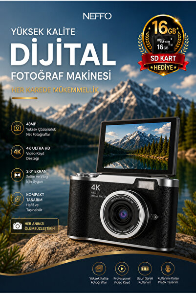 NEFFO Dijital Fotoğraf Makinesi | 48MP | 8X Dijital Zoom | Video & Selfie Des...