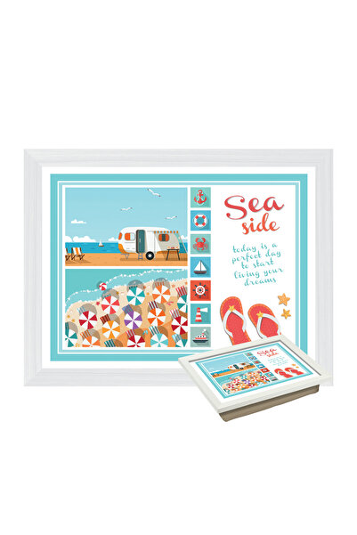 Funny Design Keyif Tepsili Diz Minderi-sea Side