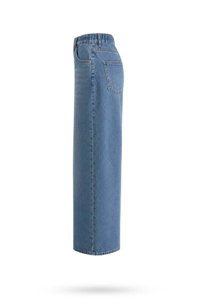 5in1Canpolat Mavi Beli Lastikli Tensel Jean