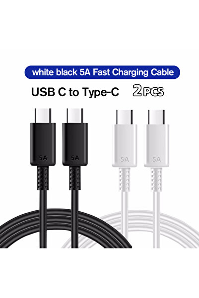 Choice19 2m Black and White PD 45W USB Type C Cable For S20 S21 S22 S23 Ultra...