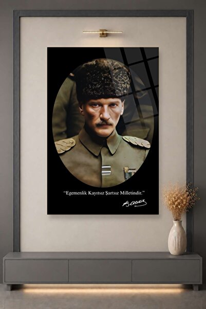 HMDS CONCEPT Pictură în sticlă Ataturk 344 „Suveranitatea este ună națiune fă...
