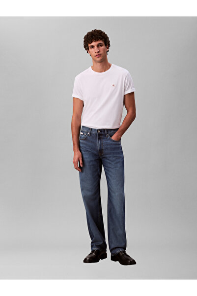 Calvin Klein Ss Badge 30S Jersey Herren-T-Shirt mit Rundhalsausschnitt, Weiß