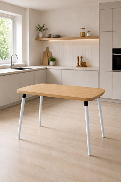 VİLİNZE Argos Sabit Mdf Naturel Mutfak Masası - 70x120 cm