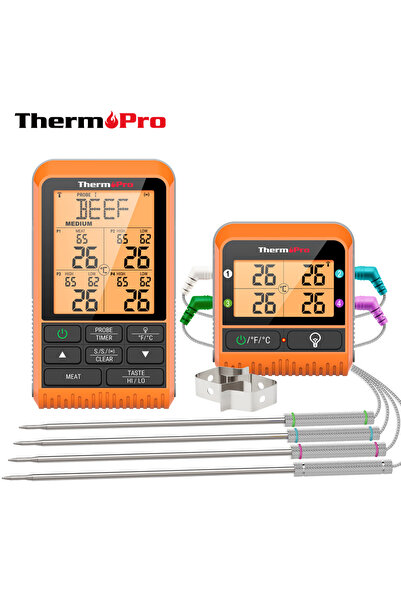 Choice ThermoPro TP829 إضاءة خلفية 4 مجسات لحوم 300 متر مقياس حرارة فرن الشوا...
