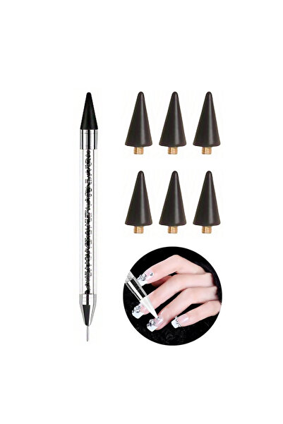 Choice black Rhinestone Picker Dotting Pen with 6 Extra Wax Tips, Dual-Ended ...