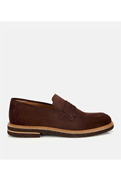 Hotiç Erkek Süet Deri Kahverengi Klasik Loafer