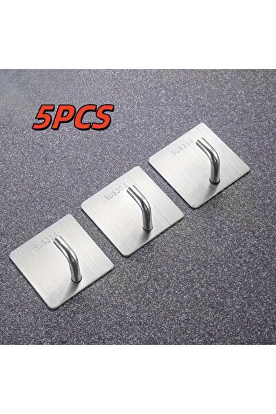 Choice Silver 5PCS 5/2PCS Heavy-duty Stainless Steel Adhesive Hook, No Need f...