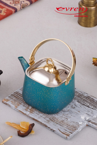 Evren Kare Granit Herbal Tea Pot Green 2.25 Lt, Tea Herbal Teapot Large Size ...