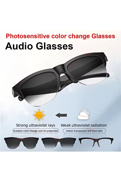choice2 Bk-Wh F02 Photosensitive Color Change Smart Glasses Bluetooth Voice C...