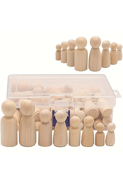 Choice 1 Box 50 Pack Unfinished Wooden Peg Dolls, Peg People, Doll Bodies Woo...