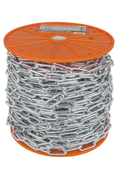 Evotools Lanț galvanizat comercial, zale medii - 15 ml lățime 9,5 mm 15 m 9,5 mm