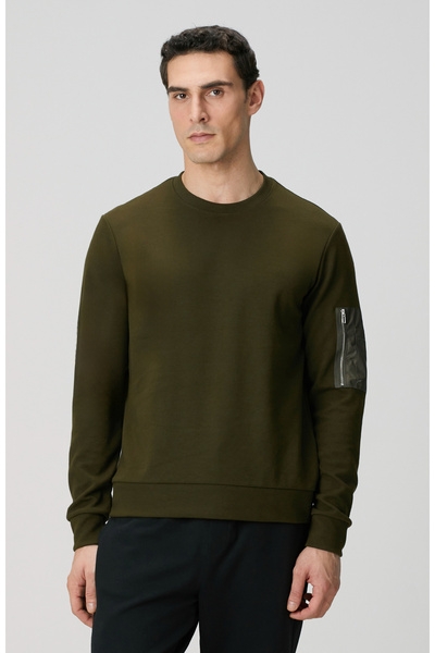 Network Haki Fermuar Detaylı Sweatshirt