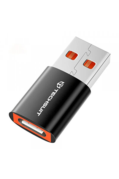 Techsuit Adaptor Date si Incarcare USB-A - USB-C A5 HyperPort, Negru Portocaliu