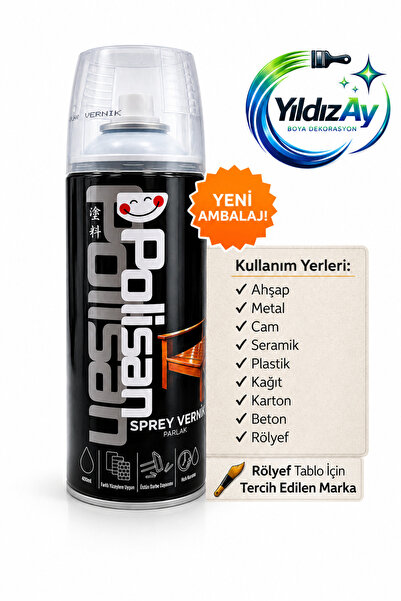 Polisan Vernik Sprey Akrilik Şeffaf Parlak 400 ml (rölyef tablo vb. için uygun)