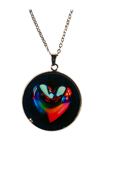 Oxolux, Lavinia Colier Spectrum Heart, in cutie cadou, design contrastant, bi...