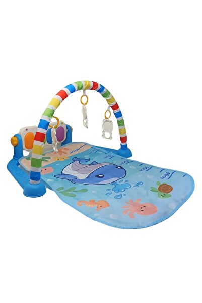 Salamandra Kids Saltea de joacă și centru de activități bebeluși cu pian și jucării senzoriale, 0+ luni, albastru