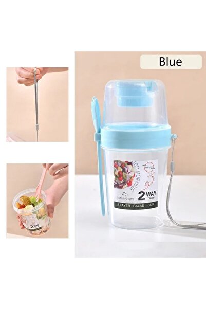 Choice3 Blue Portable Salad Cup Breakfast Cup Food Stratification Yogurt Cere...