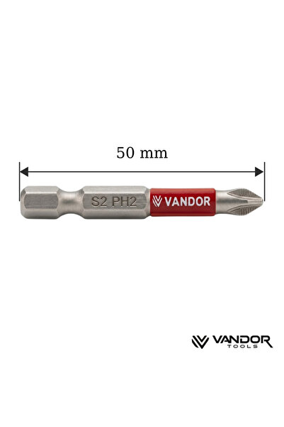 Vandor Anti Slip Bit Kaydırmaz Bits S2 Yüksek Kalite Çelik PH2 50 - 729927867328