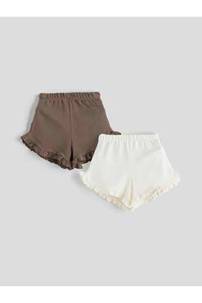 LC Waikiki Nevavm Basic Baby Girl Shorts with Elastic Waistband, Pack of 2