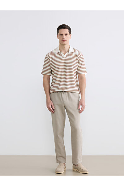 LC Waikiki Nevavm Regular Fit Cotton Men's Textured Trousers with Difference