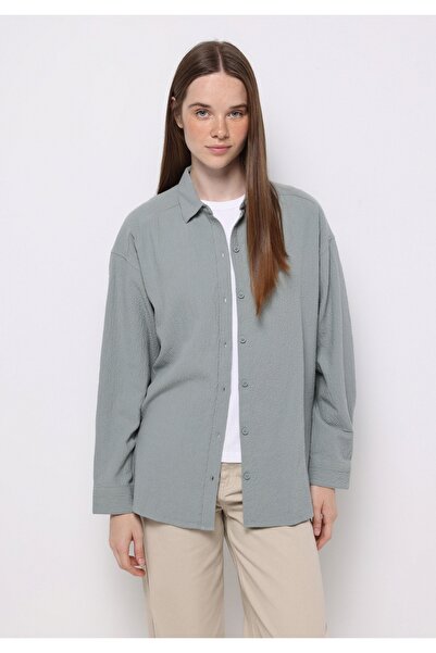 Colin's Relax Fit Shirt Neck Plain Women's Green Long Sleeve Shirt