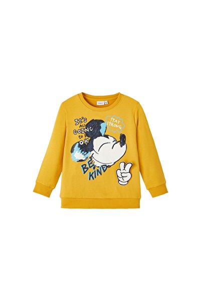 name ıt Erkek Çocuk Mickey Mouse Baskılı Uzun Kol Sweatshirt-Yumuşak ve Konforlu