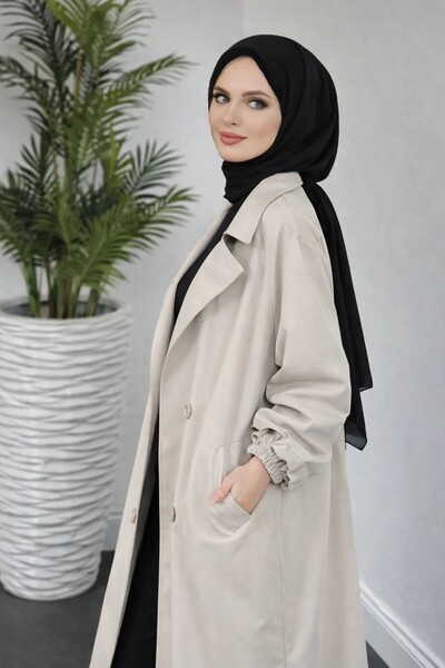 TRENDTESETTÜR KADIN BEJ (TAŞ) KUŞAKLI TRENÇKOT T 8126