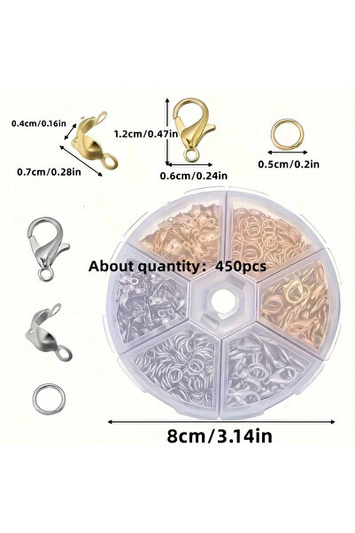 Choice 1Box 1box/1set 450pcs Jewelry Making Kit With Lobster Clasps, Jump Rin...