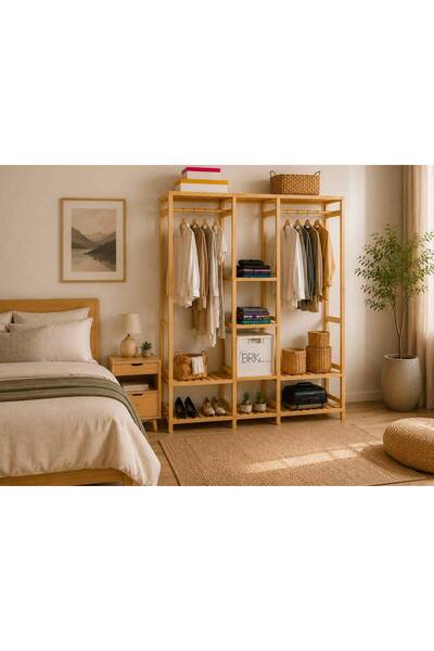 HFAY DESİGN Ahşap Açık Gardırop 150X140X30
