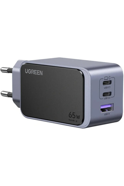 Ugreen 2x USB Tip-C, 1x Încărcător rapid USB GaN 65W Gri