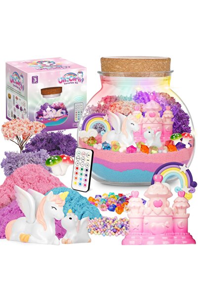 indiggo Lampă de veghe pentru copii UnicornLight, Set creativ DIY Terariu cu ...