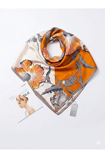 mucize Silk Scarf - Orange Patterned