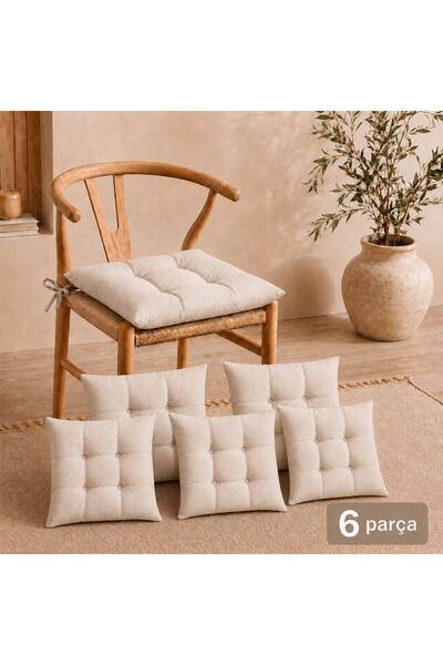 LemonBloom Pofidik 6-Piece Chair Cushion 40X40 cm Special Stitched Puntolu La...