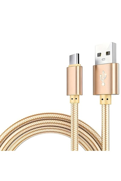 Choice 1m Gold 2.4A USB A to Type C Nylon Braided Charger Cable For Android T...