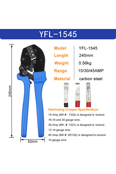 Choice أداة تجعيد الأسلاك YFL-1545 AMP 15/30/45 لموصلات Powerpole وأدوات تجعي...