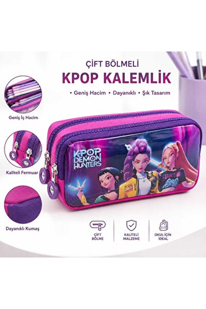 PeriMila K-Pop ve Anime Figürlü Çift Bölmeli Kalem Kutusu ( 1 ADET )