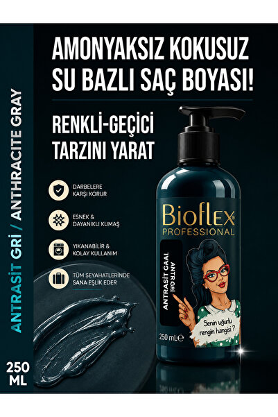 Bioflex "Geçici Antrasit Gri Saç Boyası 250 ml (Jeans Color ve Bad Girl Tonla...