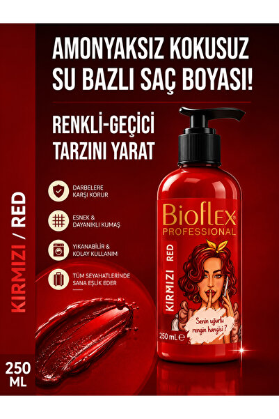 Bioflex "Geçici Kırmızı Saç Boyası 250 ml (Jeans Color ve Bad Girl Tonları)"