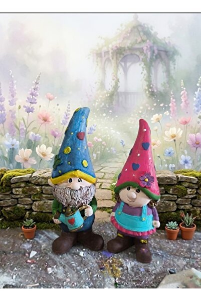 ps_studio.handmade El Yapımı Dekoratif Bahçe Cücesi 2'li set el Biblo Balkon ...