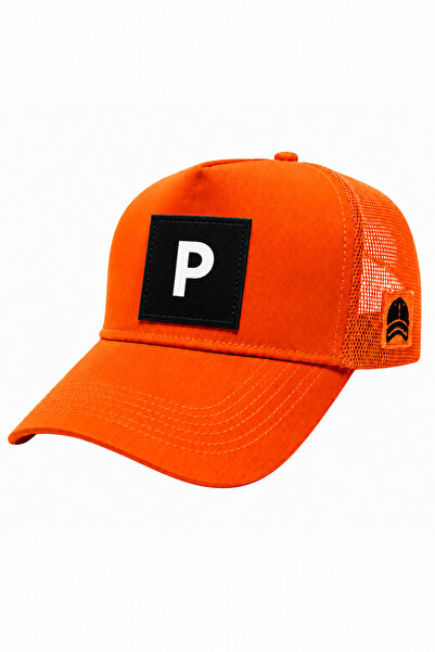 all hats P Letter Patch Detailed Mesh Trucker Baseball Cap
