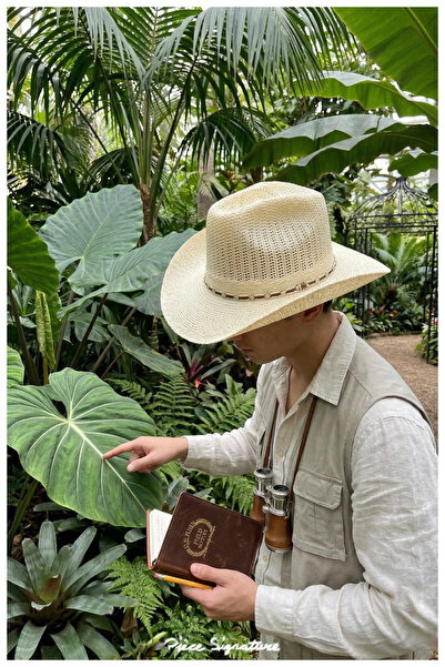 PIECE SIGNATURE Panama Straw Cowboy Hat for Women and Men (Size 55-58 cm)