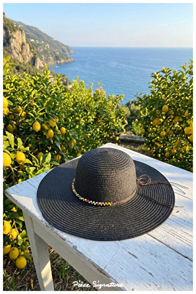 PIECE SIGNATURE Foldable Luxury Straw Summer Hat (Diameter 42, Brim 11 cm) (I...