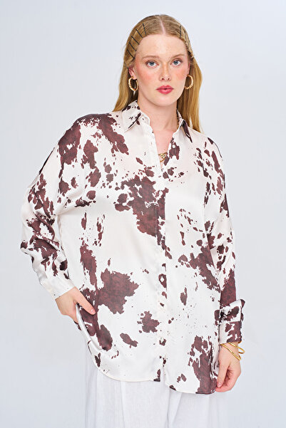 Orfeo Negro Women's Mixed Patterned Oversize Shirt