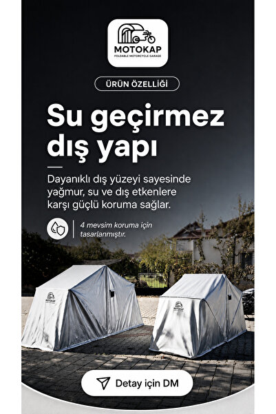 MOTOKAP AKSESUAR Yamaha MT-09 Uyumlu Katlanır Motosiklet Garajı Portatif Moto...
