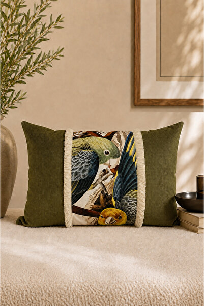 ASDİVA غطاء وسادة مزخرف بنمط طائر Psitta Tropical Bird مقاس 40 × 60