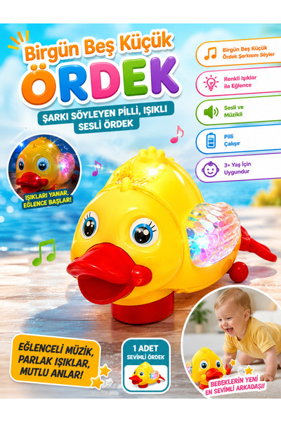 JOYFUL CHİLD Birgün Beş Küçük Ördek Şarkısını Söyleyen Pilli Işıklı Sesli Ördek