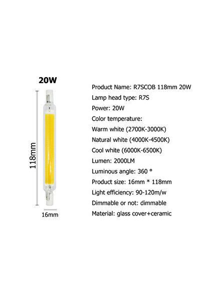 Choice Warm White 20W 118MM R7s Led Lamp 220v 10W/20W 118mm Indoor Outdoor Li...