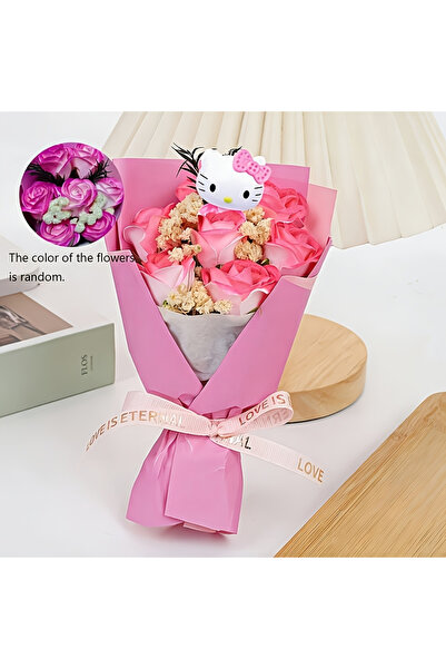 Choice3 Pink Sanrio bouquet mini hand-tied flower, Hello Kitty character hand...