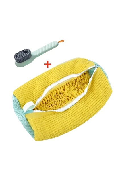 Choice4 2PCS Set Yellow Durable Shoe Washing Machine Bag Yellow Blue Zipper I...